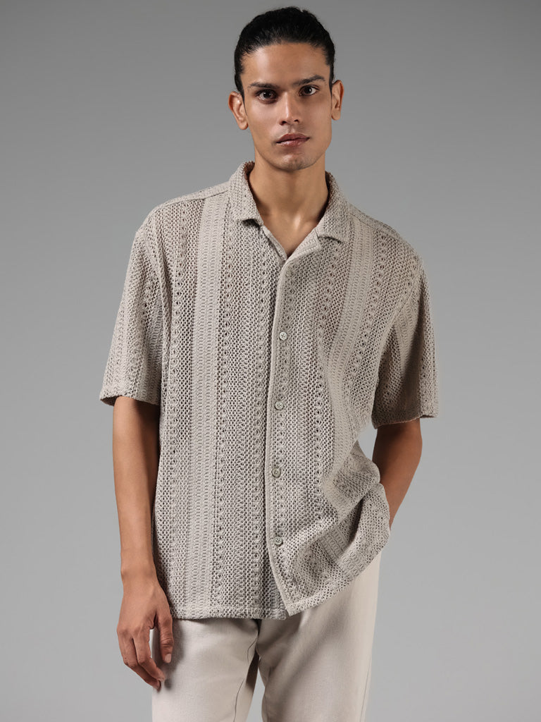 ETA Grey Crochet Resort Fit Shirt