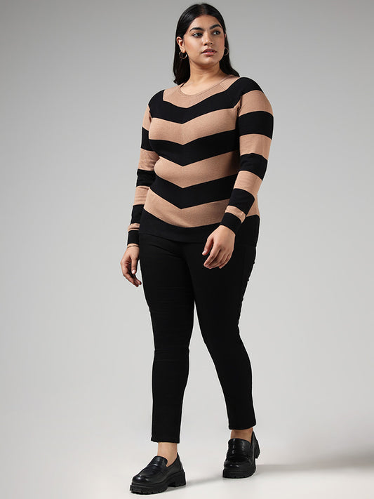 Gia Brown Striped Sweater