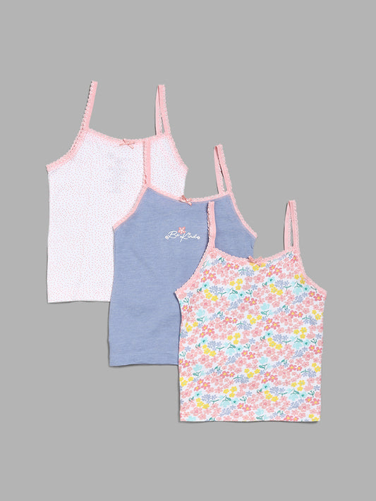 HOP Kids Printed Multicolour Camisoles - Pack of 3