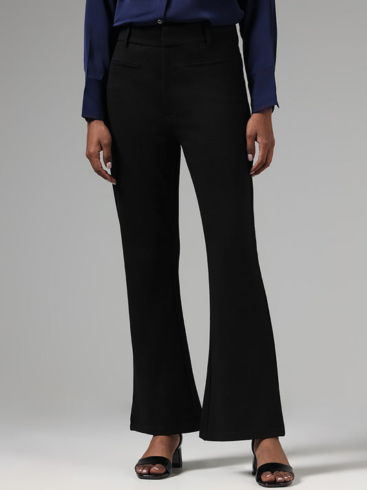 Wardrobe Solid Black Formal Trousers