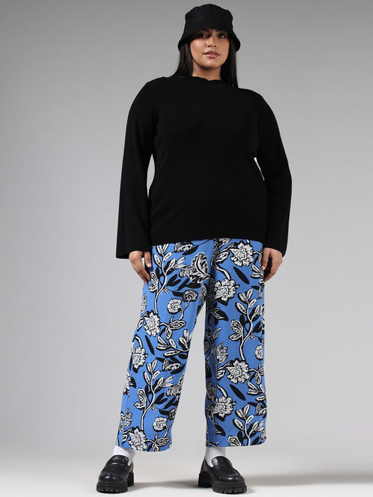 Gia Royal Blue Floral Printed Trousers