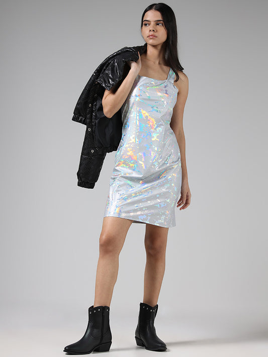 Nuon Solid Silver Shift Dress