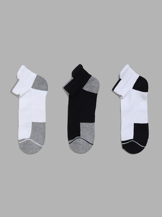 WES Lounge Black Cotton Blend Trainer Socks - Pack of 3