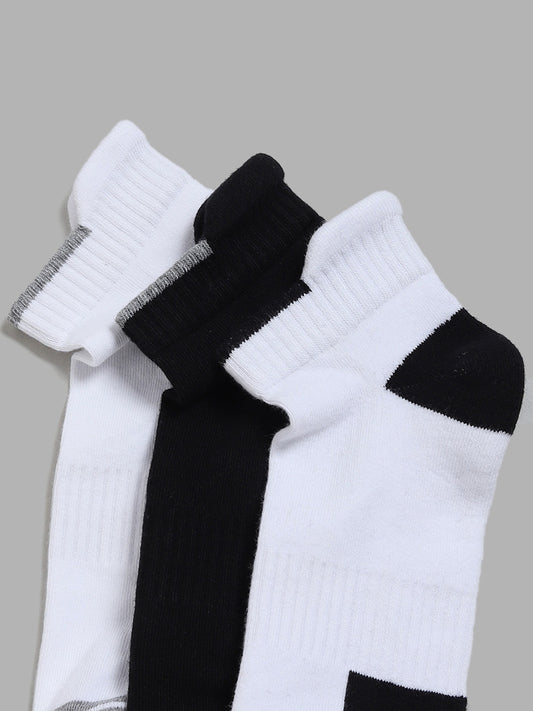 WES Lounge Black Cotton Blend Trainer Socks - Pack of 3