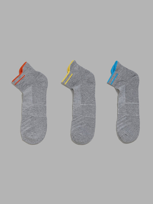 WES Lounge Grey Cotton Blend Trainer Socks - Pack of 3