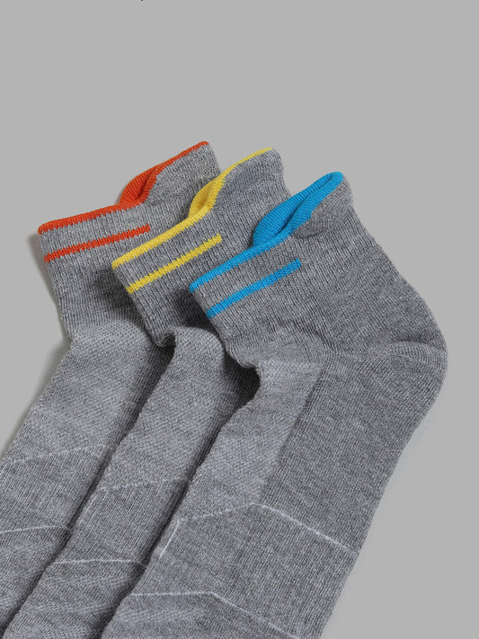 WES Lounge Grey Cotton Blend Trainer Socks - Pack of 3