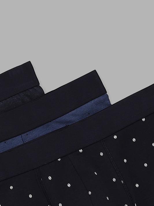 WES Lounge Solid & Polka Dots Blue Trunks - Pack of 3