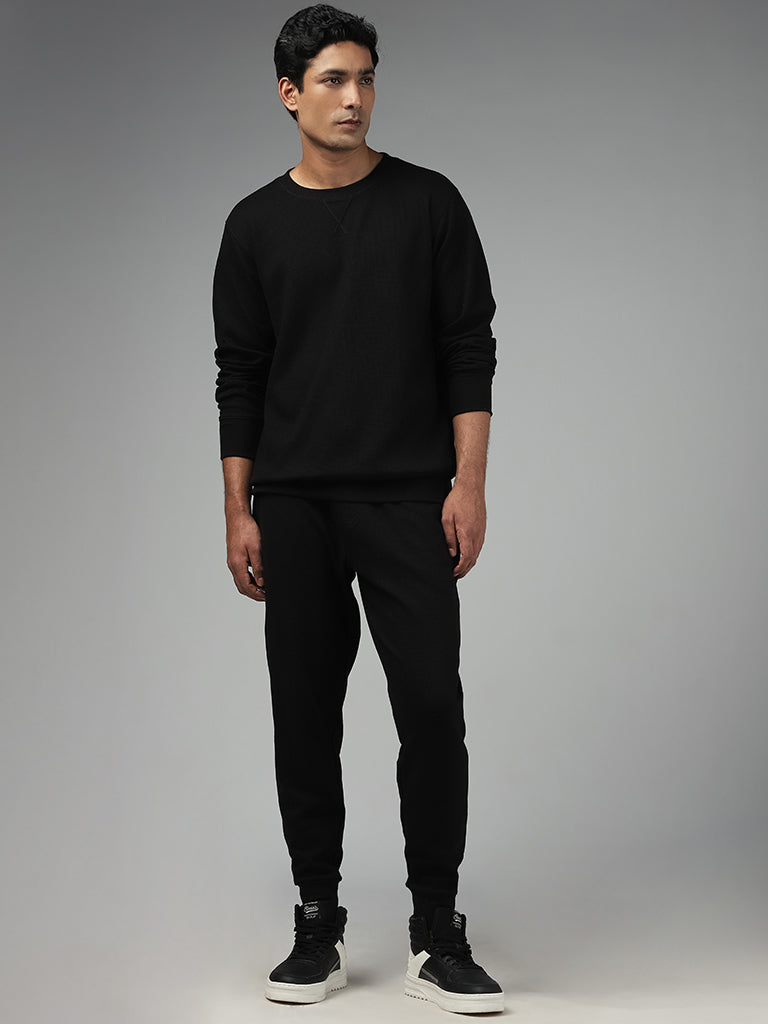 WES Lounge Solid Black Relaxed Fit Joggers