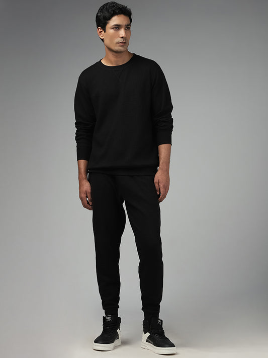 WES Lounge Solid Black Relaxed Fit Joggers