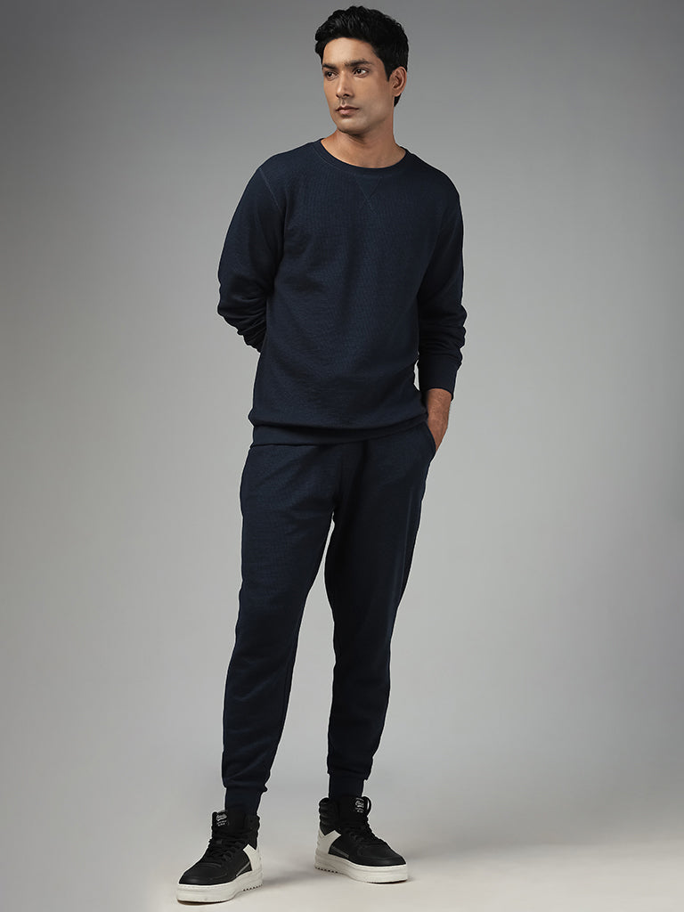 WES Lounge Solid Dark Blue Relaxed Fit Joggers