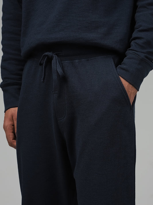 WES Lounge Solid Dark Blue Relaxed-Fit Joggers