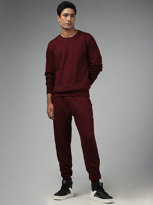 WES Lounge Solid Wine Relaxed Fit Joggers