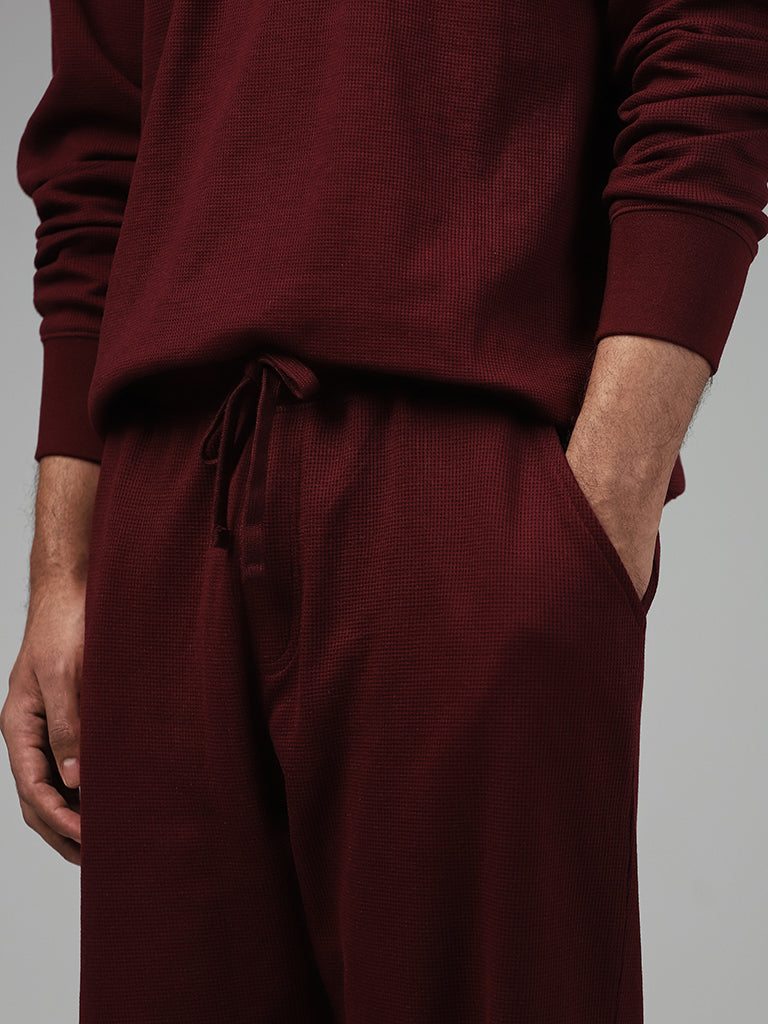WES Lounge Solid Wine Relaxed Fit Joggers
