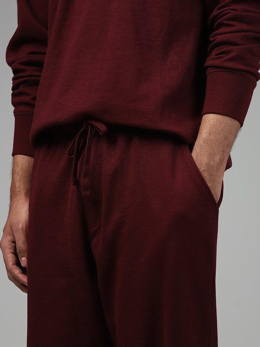 WES Lounge Solid Wine Relaxed-Fit Joggers