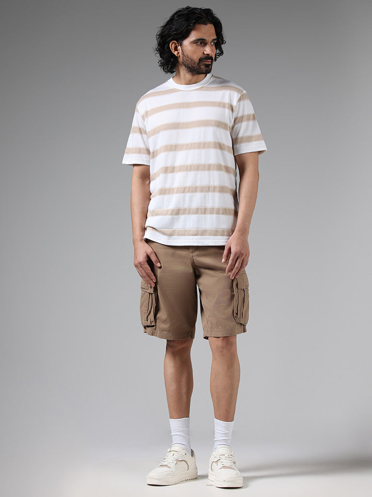 WES Lounge Off White Breton Striped Relaxed Fit T-Shirt