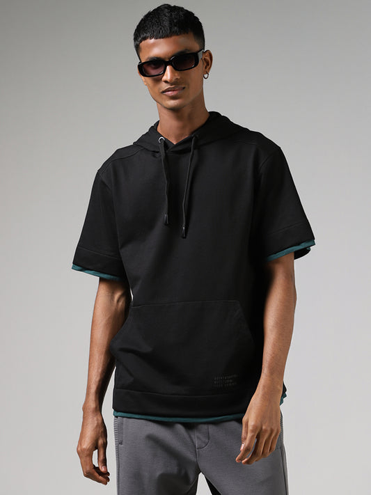 Studiofit Solid Black Hoodie Pullover Sweatshirt