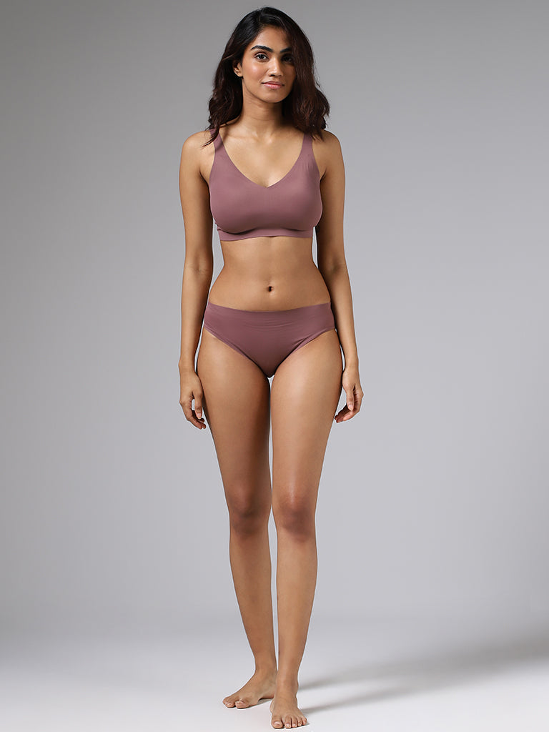 Wunderlove Solid Dusty Rose Invisible High-Leg Brief