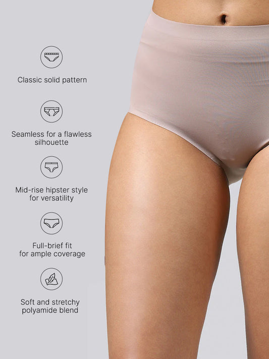 Wunderlove Solid Light Brown Invisible Full  Brief