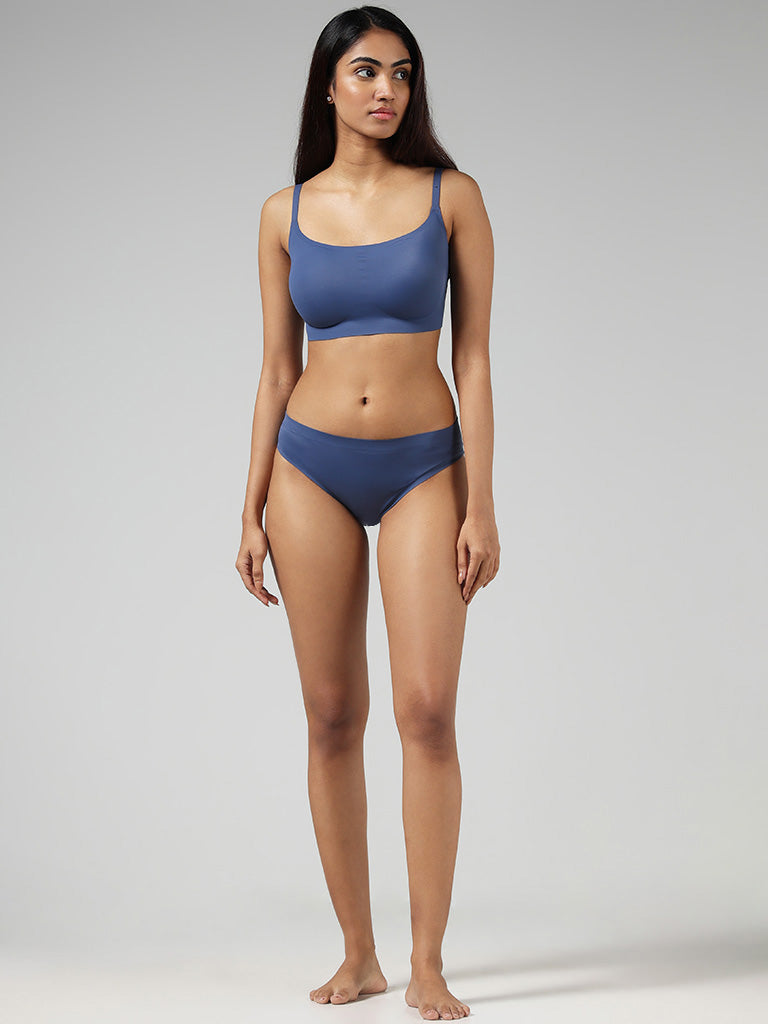 Wunderlove Solid Blue High Leg Invisible Brief