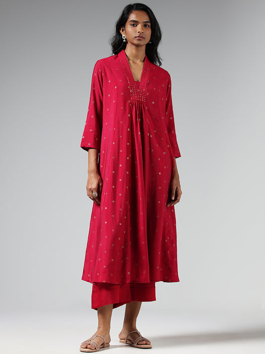 Utsa Sequined Gathered Pink Kurta