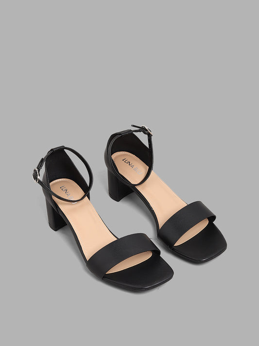 LUNA BLU Black Counter Sling Back Heel Sandals