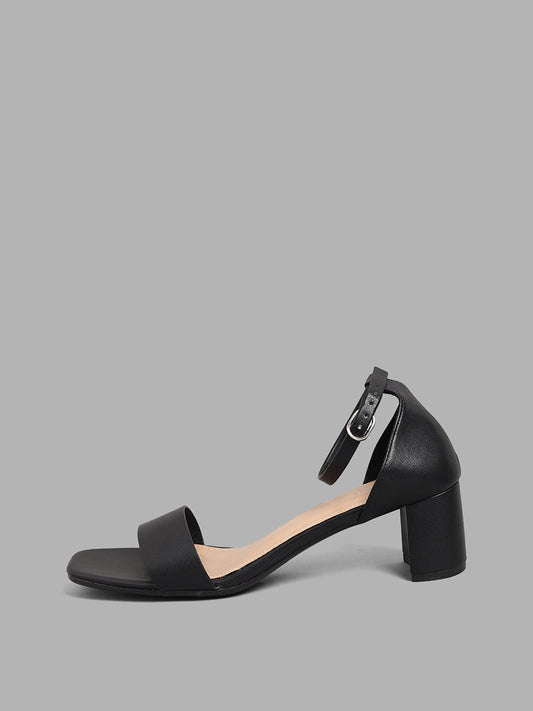 LUNA BLU Black Counter Sling Back Heel Sandals