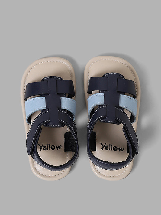 Yellow Navy Strappy Sandals
