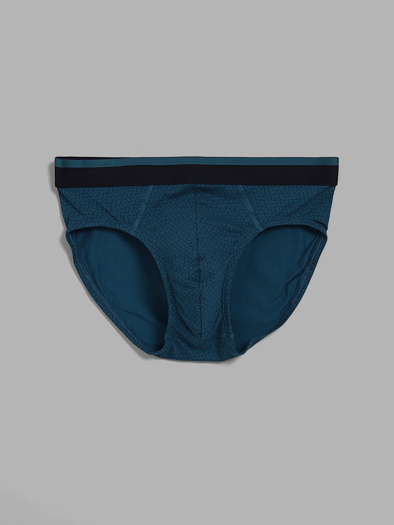 WES Lounge Solid & Striped Teal Briefs Pack of 3