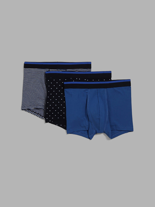 WES Lounge Assorted Blue Trunks - Pack of 3