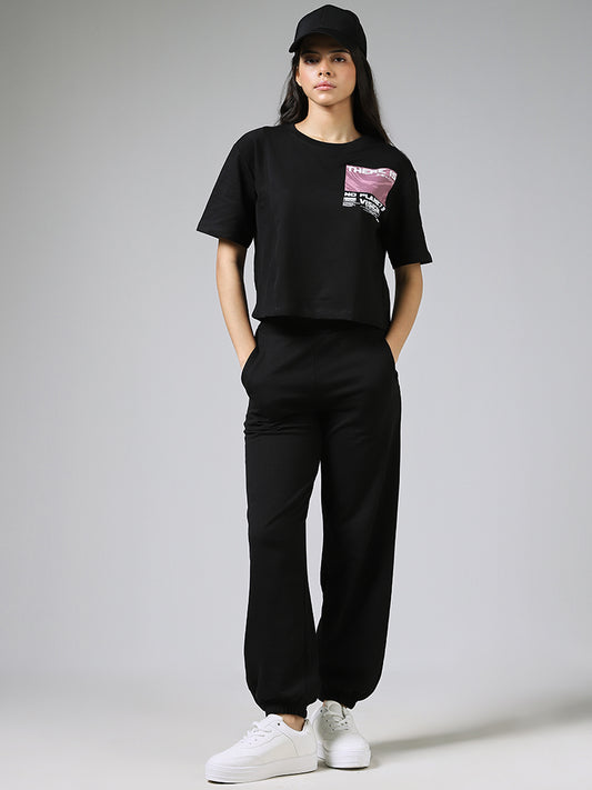 Studiofit Solid Black Lantern Track Pants