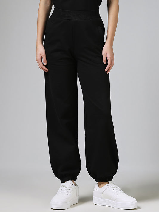 Studiofit Solid Black Lantern Track Pants