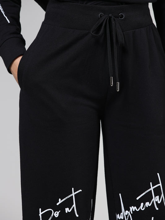 Studiofit Black Typographic Printed Joggers