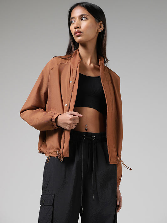Studiofit Brown Snap-Buttoned & Zipper Jacket