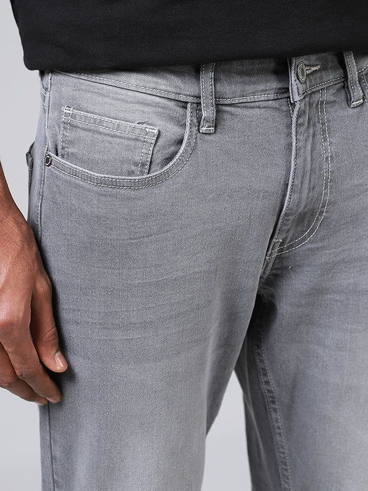 Nuon Solid Light Grey Slim Fit Denim Jeans