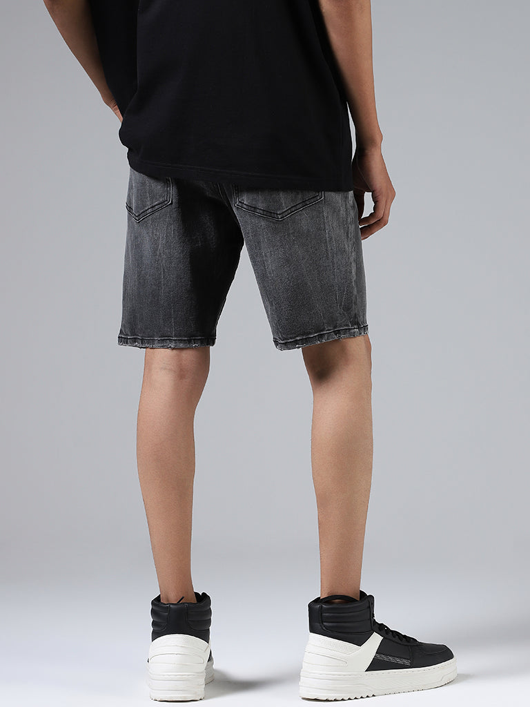 Nuon Charcoal Grey Slim Fit Denim Shorts