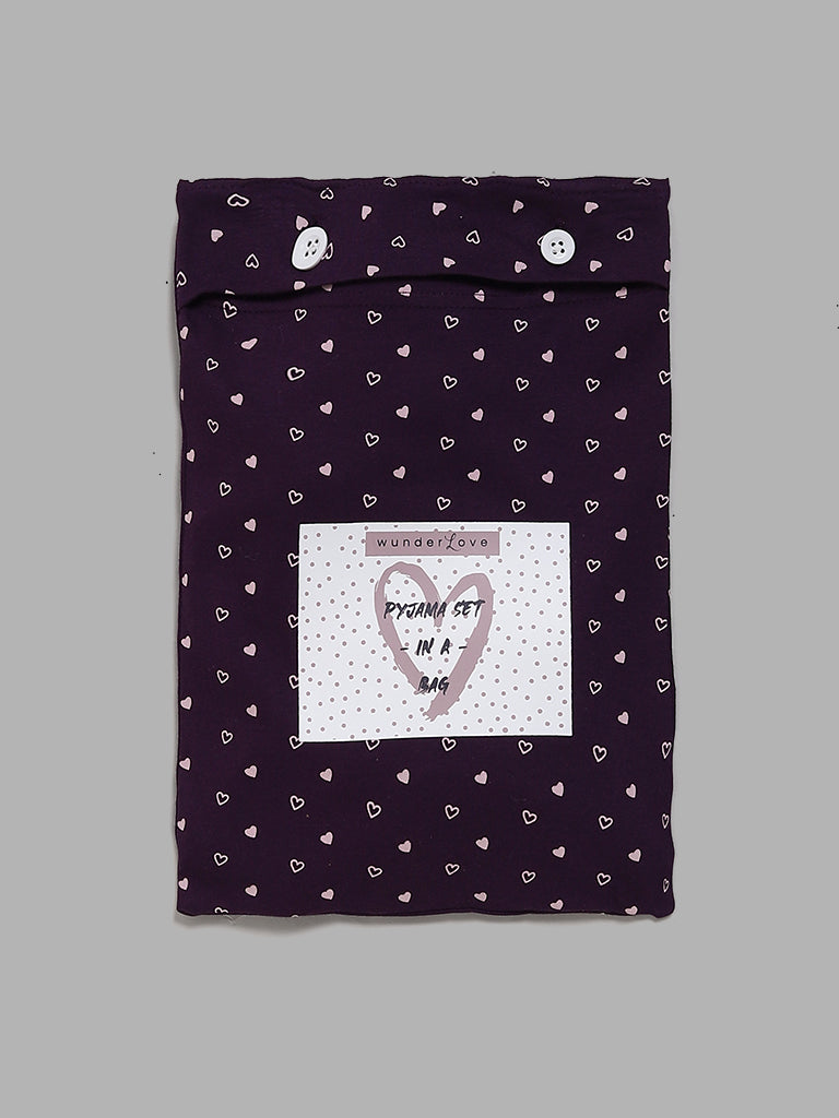Wunderlove Violet Printed Pyjamas Set In A Bag