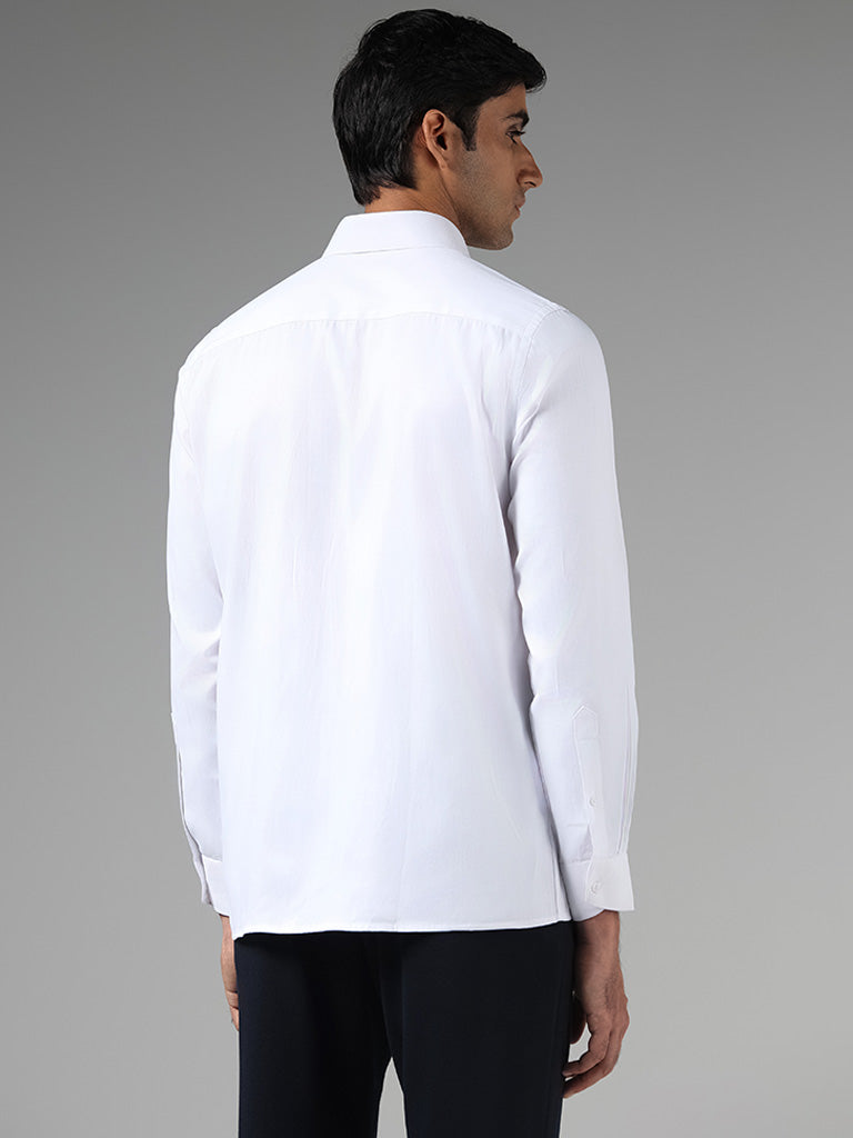 WES Formals Solid White Slim Fit Shirt