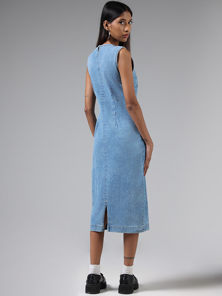Nuon Solid Mid Blue Denim Dress