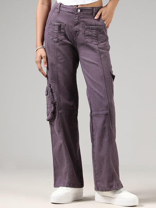 Nuon Purple Cargo Jeans