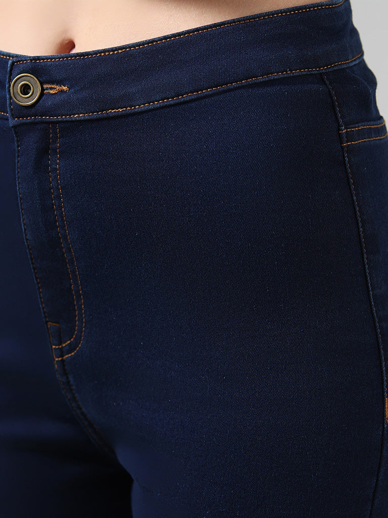 Buy Navy Blue Wide Legged Jeans Online | FableStreet