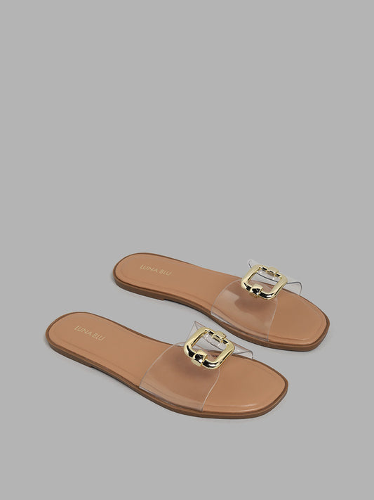 LUNA BLU Clear Trim Slide Sandals