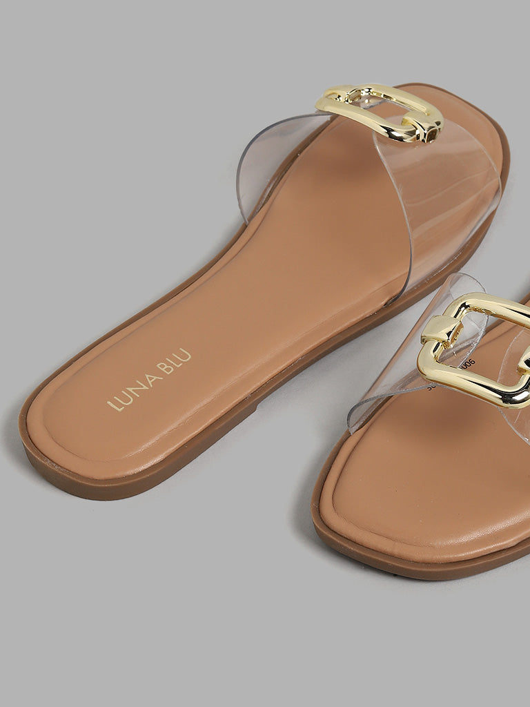 LUNA BLU Clear Trim Slide Sandals