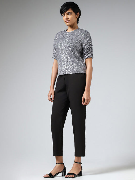 Wardrobe Silver Sequin Embroidered Top
