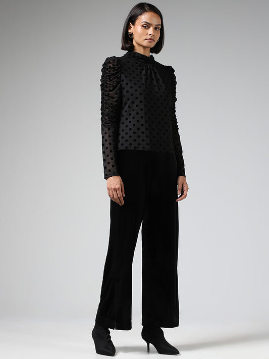 Wardrobe Black Seam Detail Wide Leg Trousers