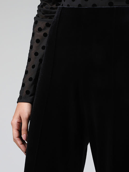 Wardrobe Black Seam Detail Wide Leg Trousers