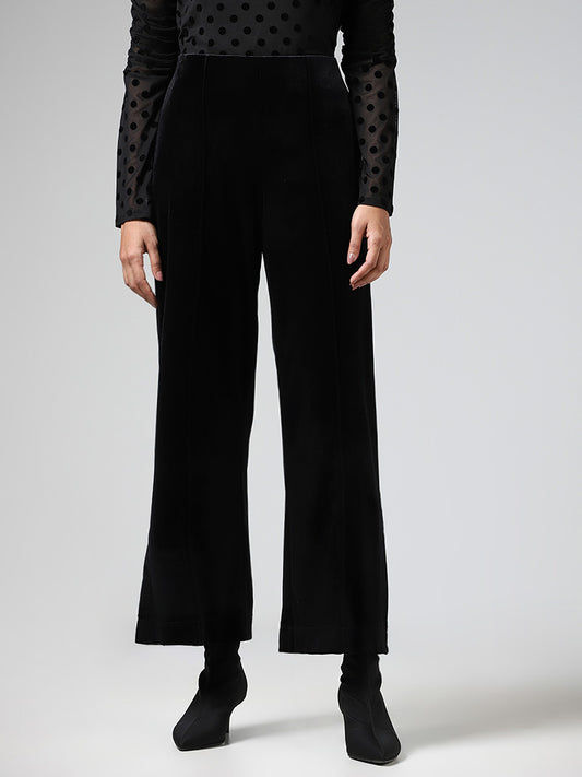 Wardrobe Black Seam Detail Wide Leg Trousers