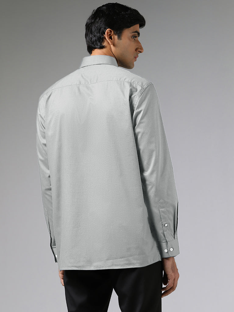WES Formals Plain Refined Light Grey Shirt