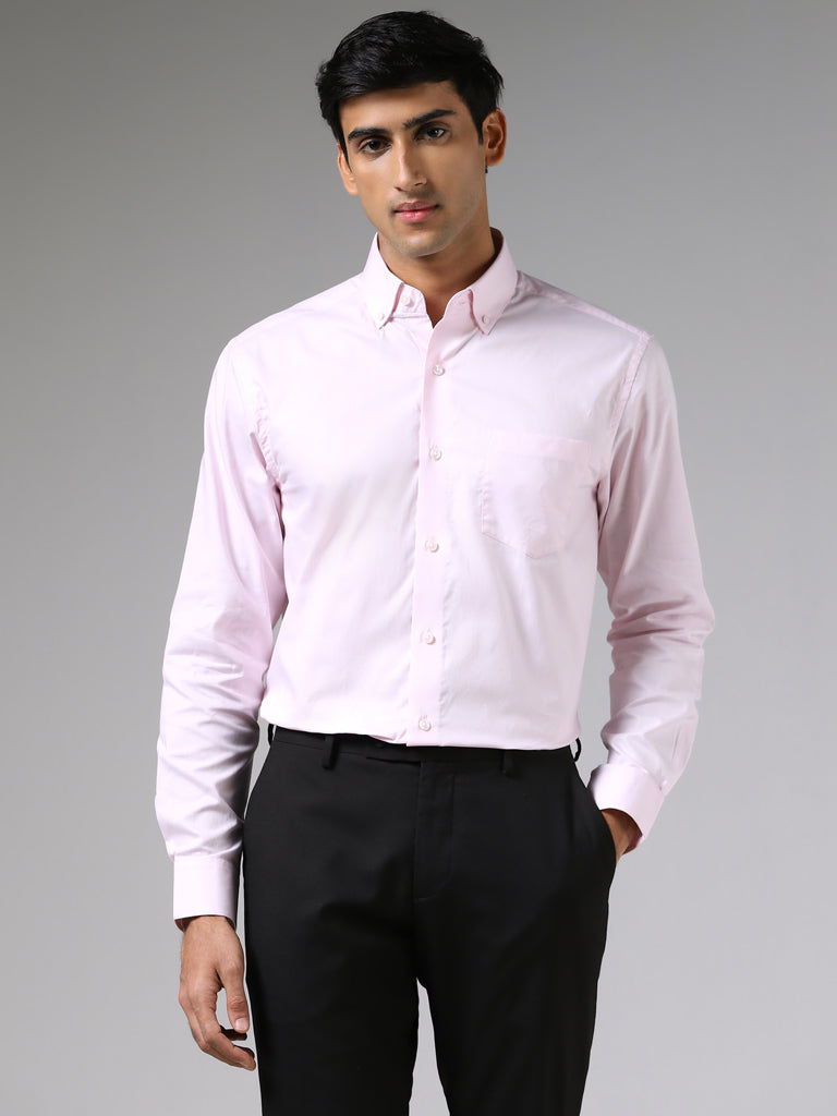 WES Formals Plain Sleek Light Pink Shirt