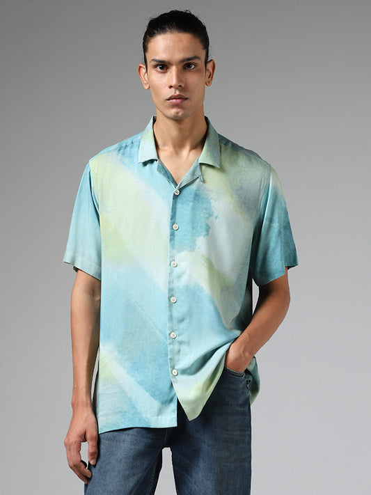 Nuon Blue & Green Tie-Dye Relaxed-Fit Shirt