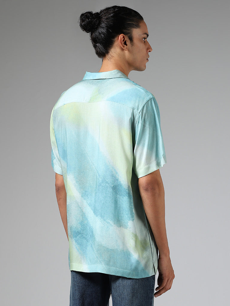 Nuon Blue & Green Tie-Dye Relaxed Fit Shirt